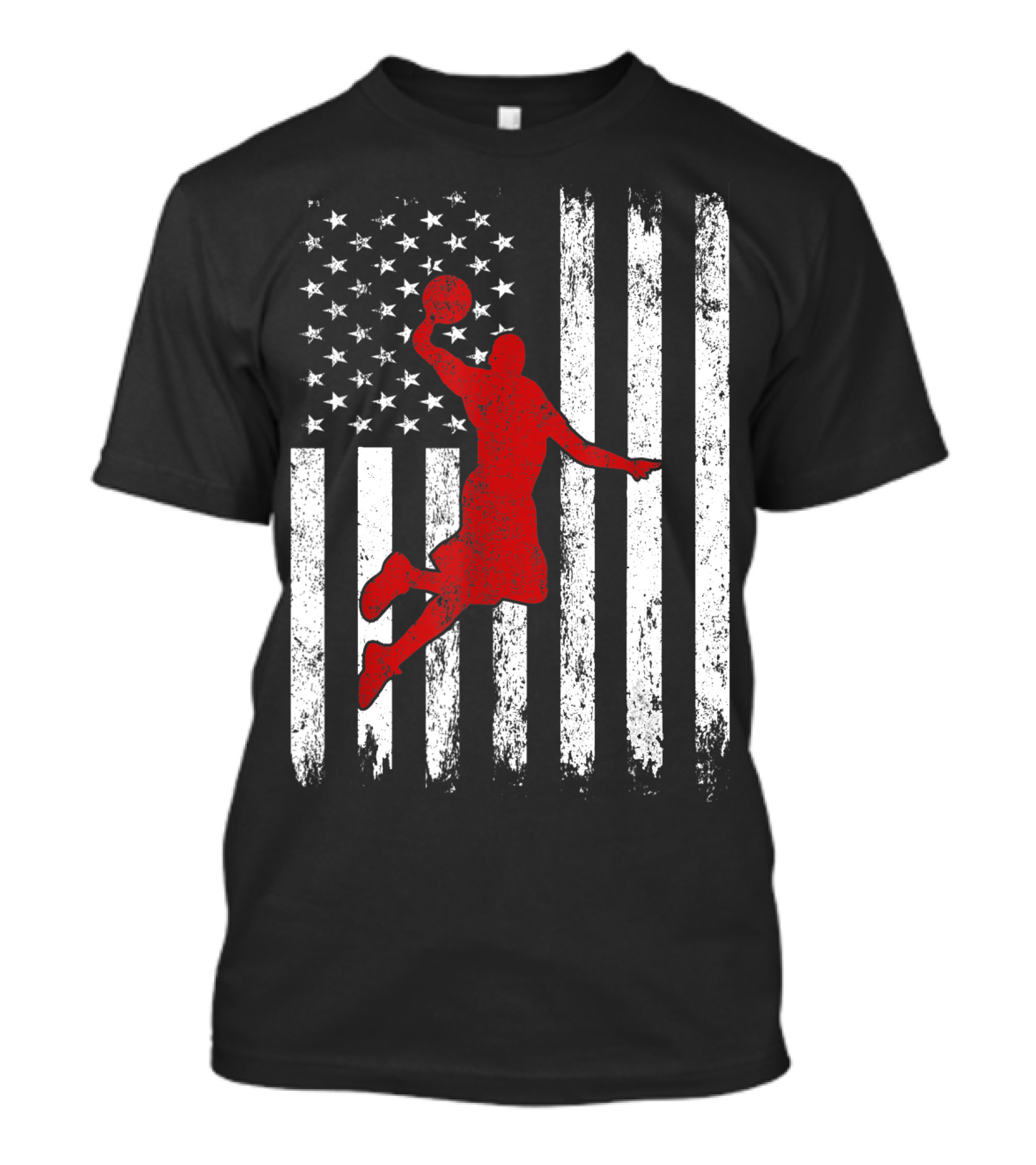 Proud American Basketball Vintage Flag Dunking T-Shirt