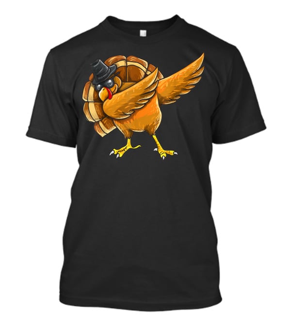 Dabbing Turkey Thanksgiving Boys Turkey Day Fun Hip Hop Bird With Hat T-Shirt