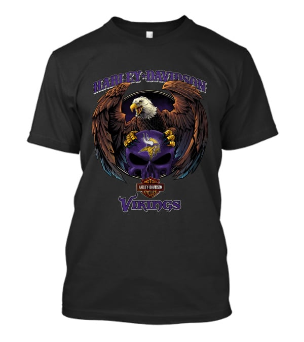 Harley Davidson Minnesota Vikings Eagle Skull T-Shirt