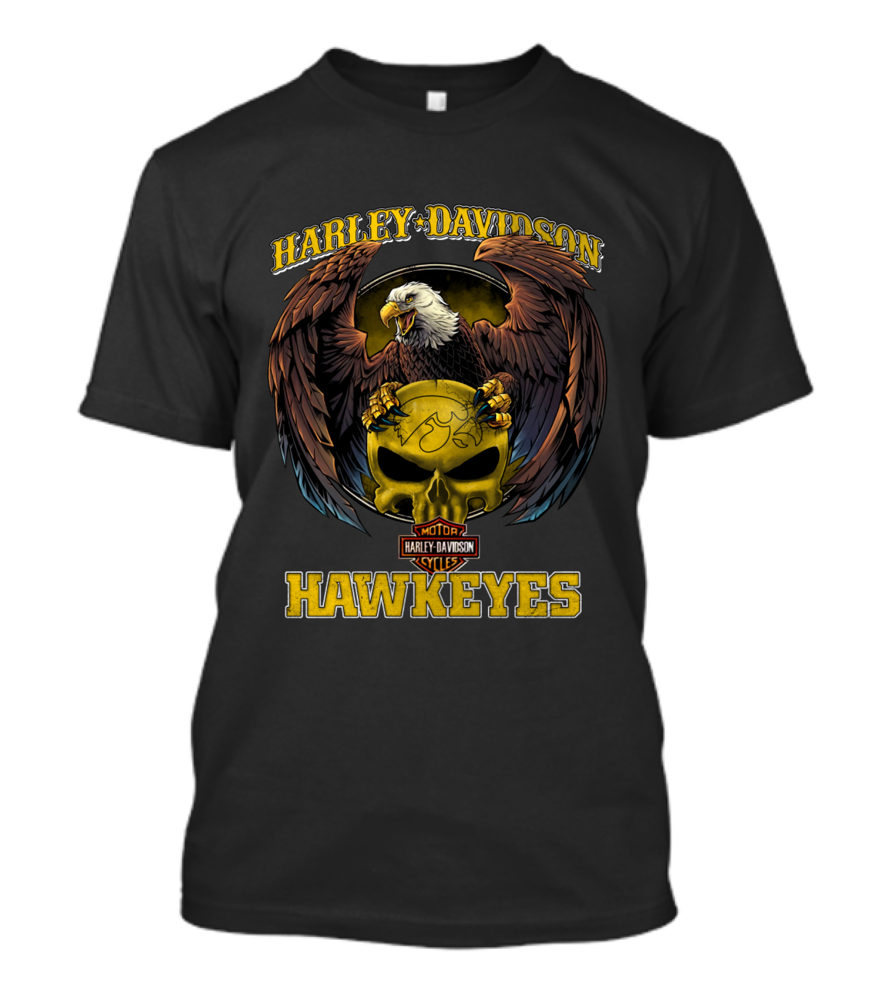 Harley Davidson Hawkeyes Eagle Skull T-Shirt
