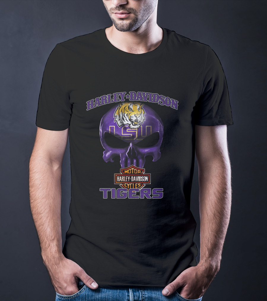 Harley Davidson Lsu Tigers Skull T-Shirt
