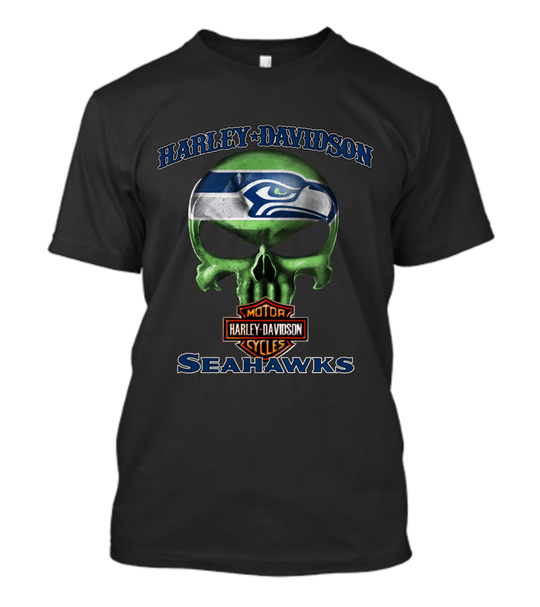 Harley Davidson Seahawks Skull Harley Davidson Motor Cycles Seattle Seahawks T-Shirt