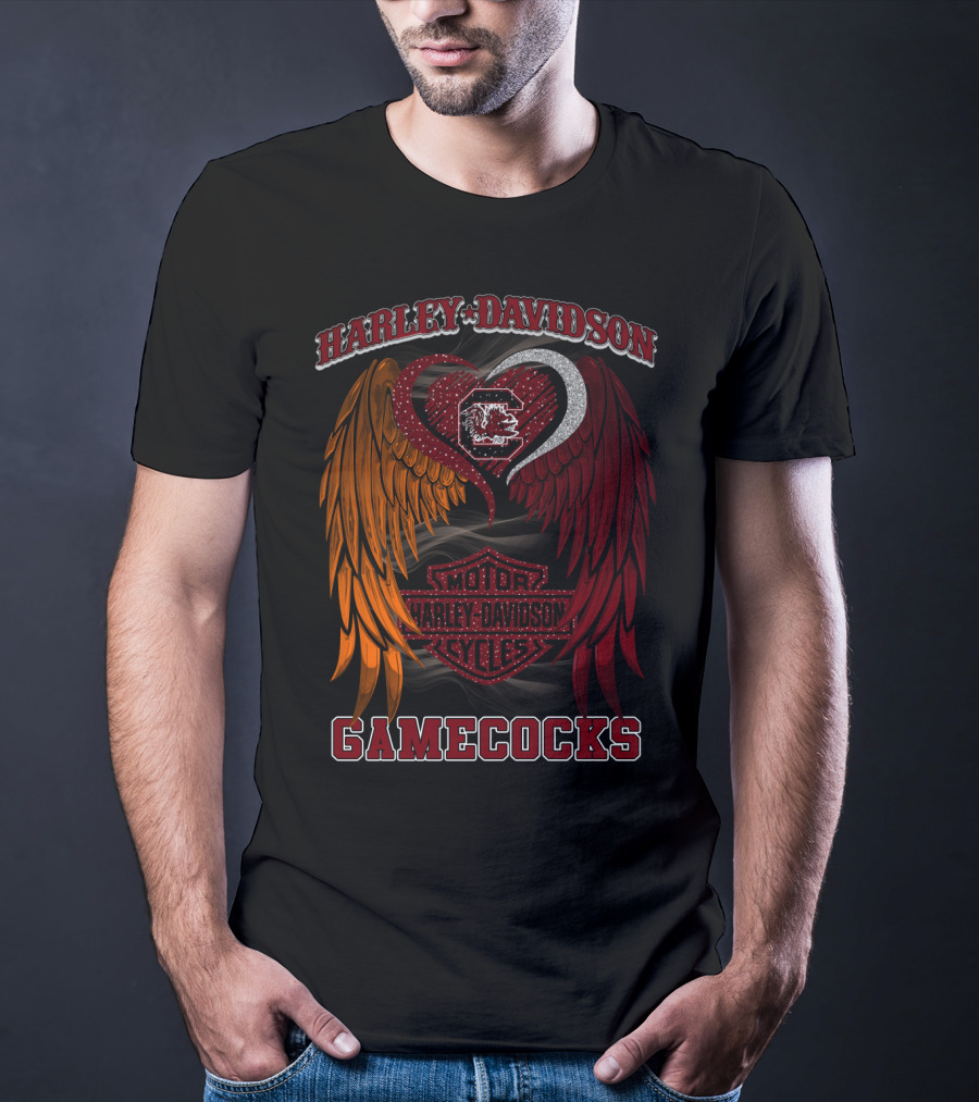 Harley Davidson South Carolina Gamecocks Motorcycles Wings T-Shirt