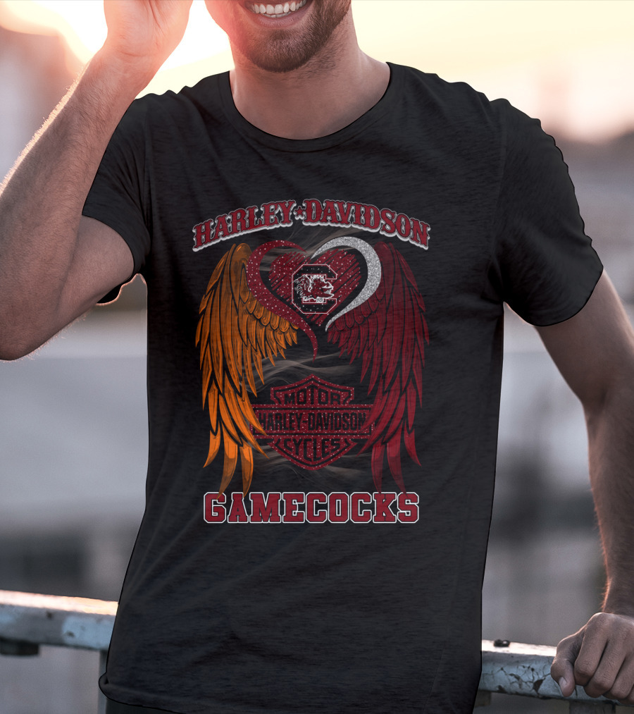 Harley Davidson South Carolina Gamecocks Motorcycles Wings T-Shirt