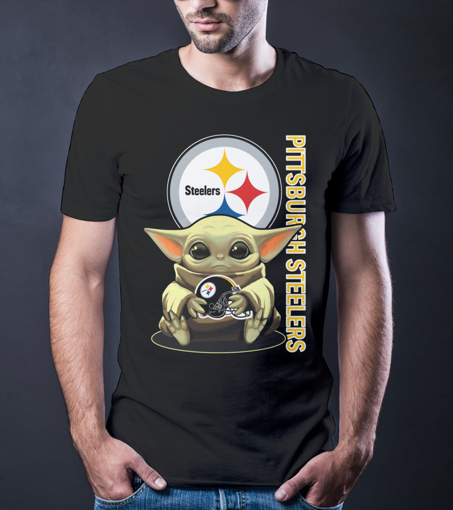 Pittsburgh Steelers Baby Yoda With Helmet T-Shirt