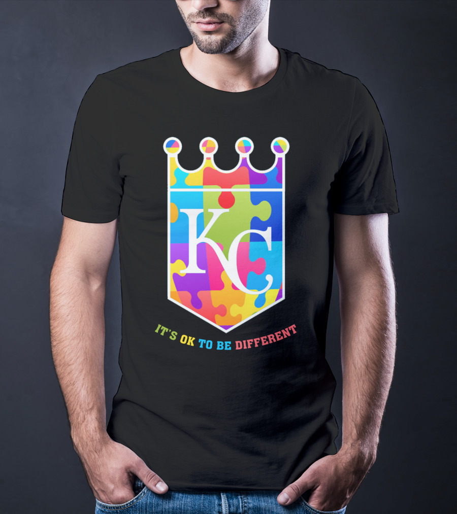 Kansas City Royals KC Puzzle Crown It's OK To Be Different T-Shirt