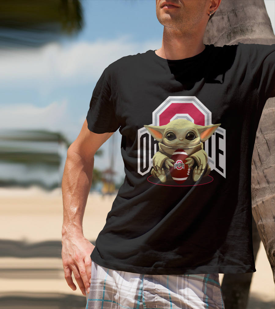 Baby Yoda Ohio State Buckeyes Football Fan T-Shirt