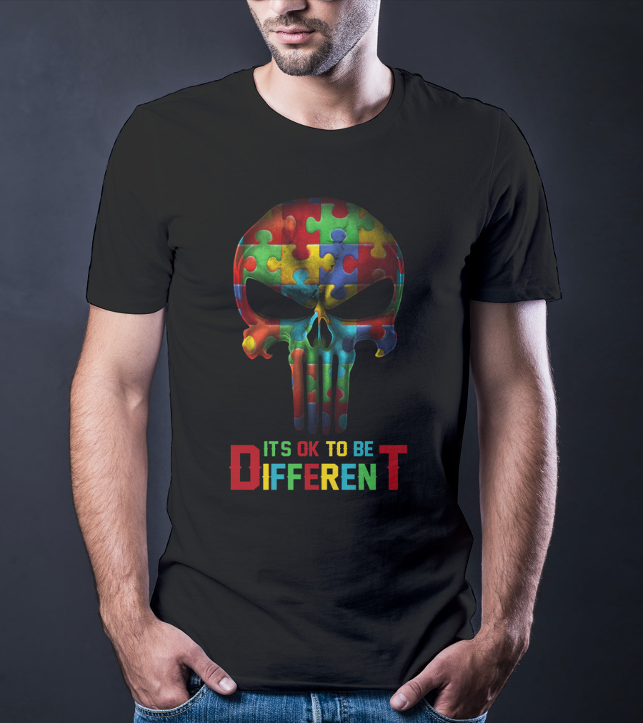 Punisher Puzzle Skull It's OK To Be Different T-Shirt