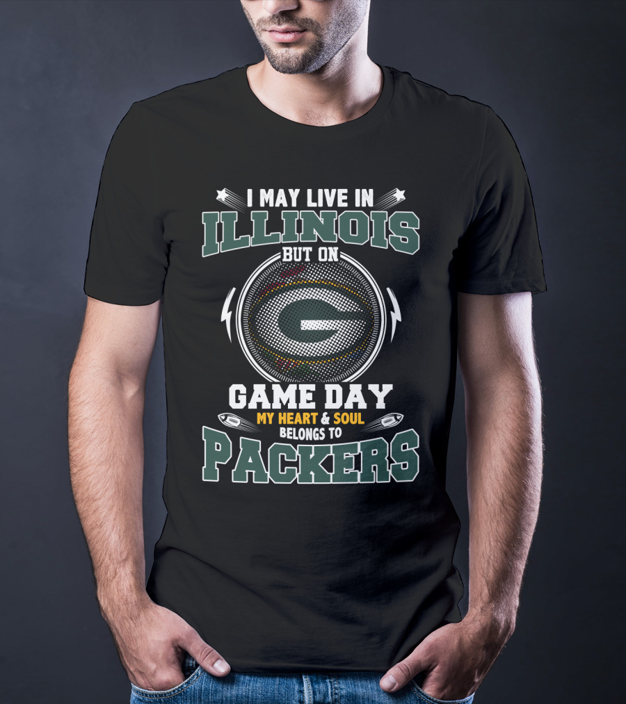 Illinois Game Day My Heart And Soul Belongs To Packers T-Shirt