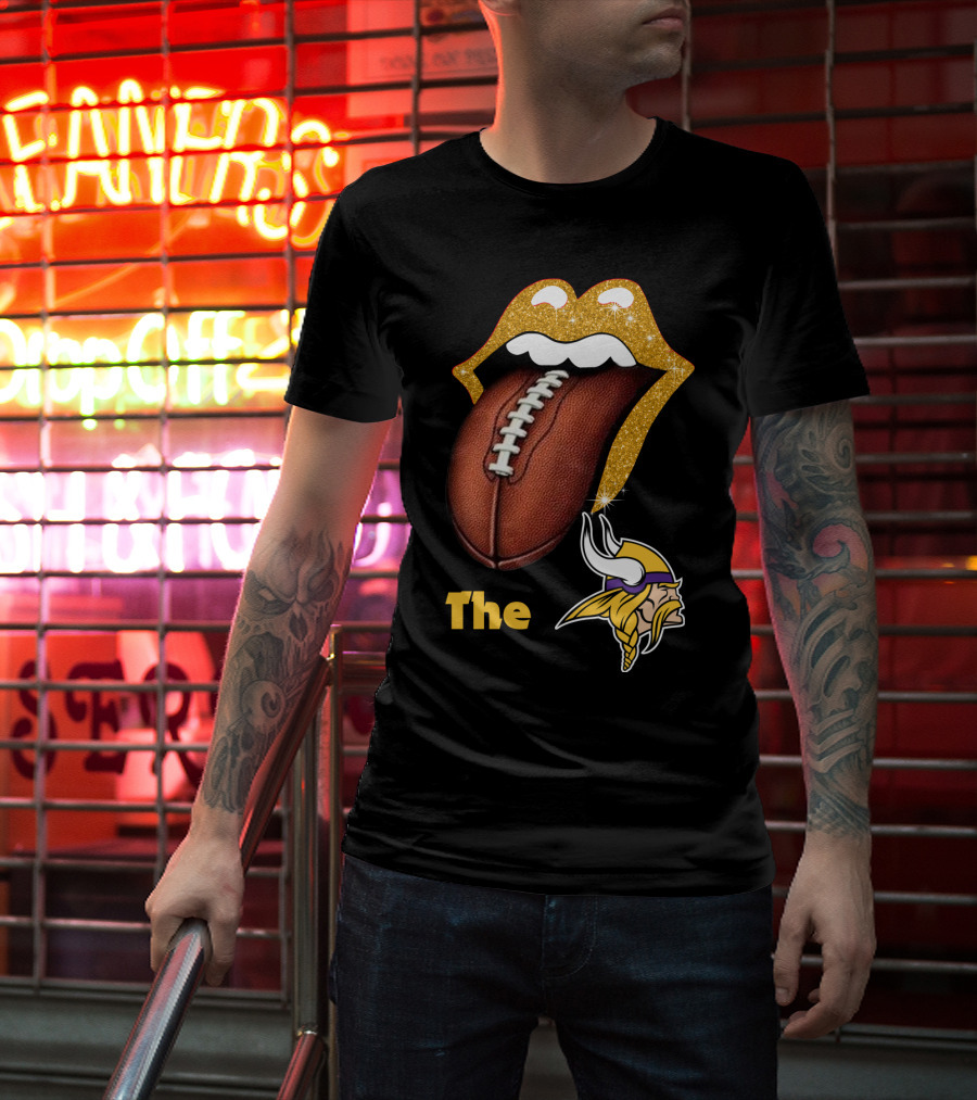 The Smile Vikings Football Logo With Classic Tongue And Glitter Highlights T-Shirt