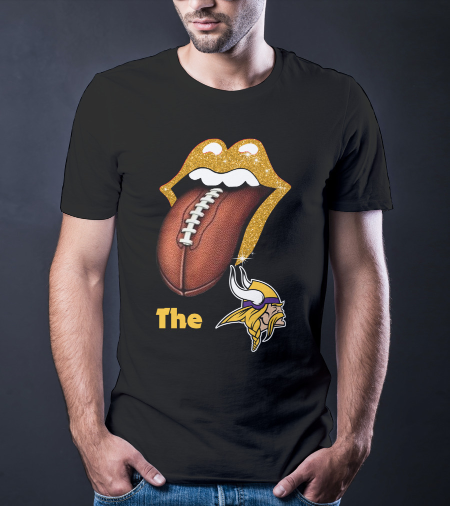 The Smile Vikings Football Logo With Classic Tongue And Glitter Highlights T-Shirt