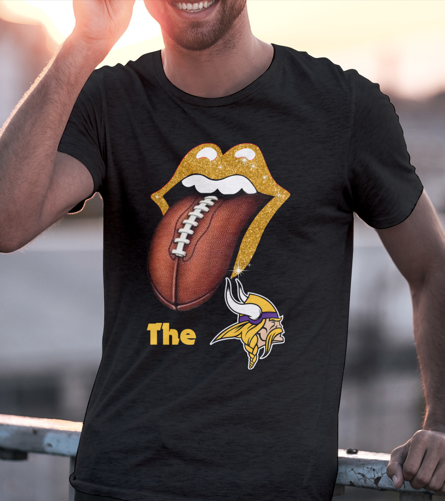 The Smile Vikings Football Logo With Classic Tongue And Glitter Highlights T-Shirt