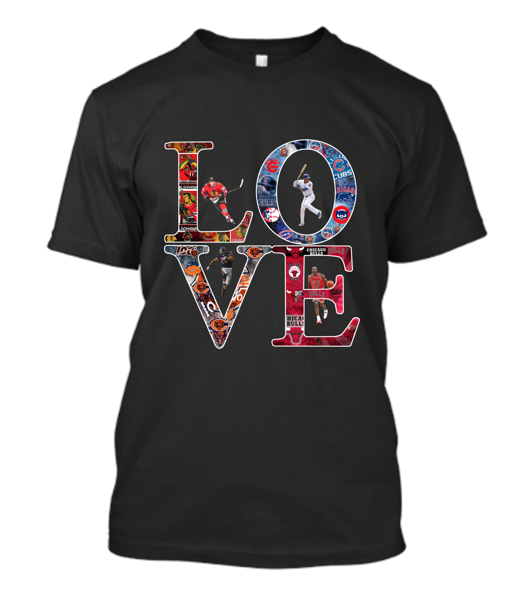 Chicago Sports LOVE Cubs Bears Bulls Blackhawks Sox T-Shirt