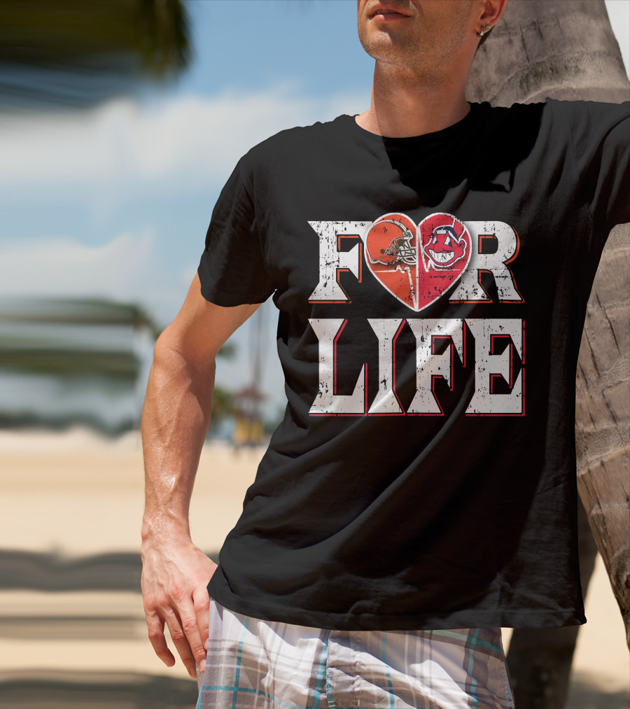 For Life Browns Indians Heart T-Shirt