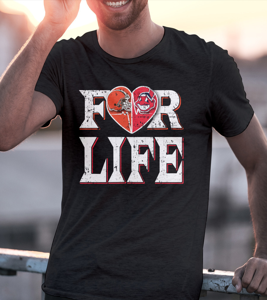 For Life Browns Indians Heart T-Shirt