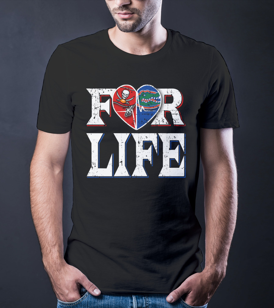 For Life Buccaneers Gators Heart Shape T-Shirt
