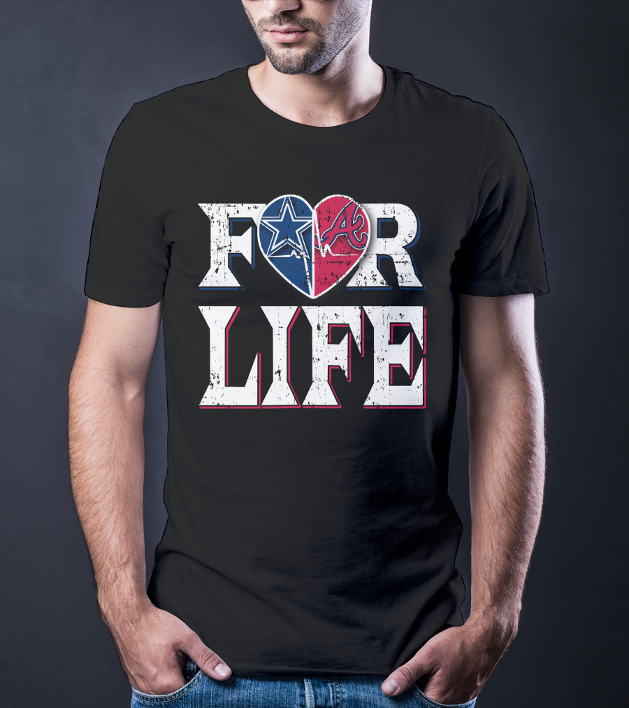 For Life Cowboys Braves Heart Logos T-Shirt
