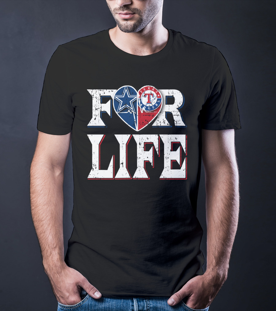 Dallas Cowboys Texas Rangers Heart For Life T-Shirt