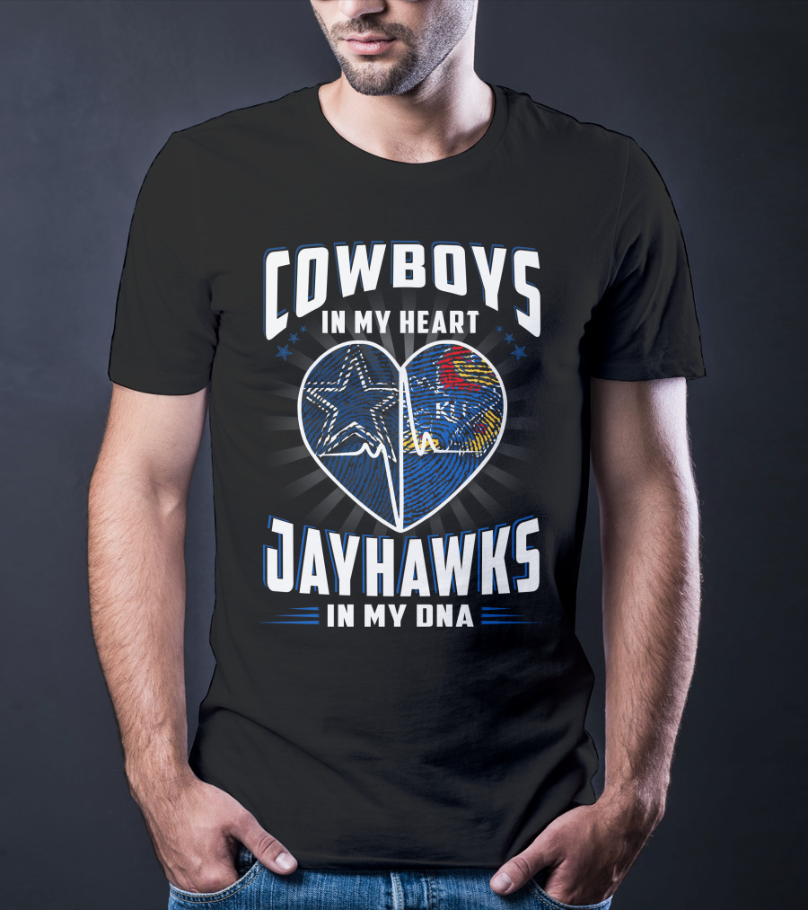 Cowboys IN My Heart Jayhawks IN My Dna T-Shirt