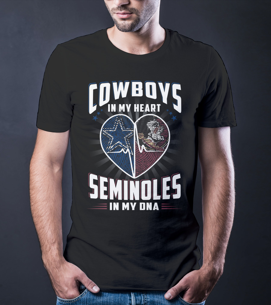Cowboys In My Heart Seminoles In My Dna T-Shirt