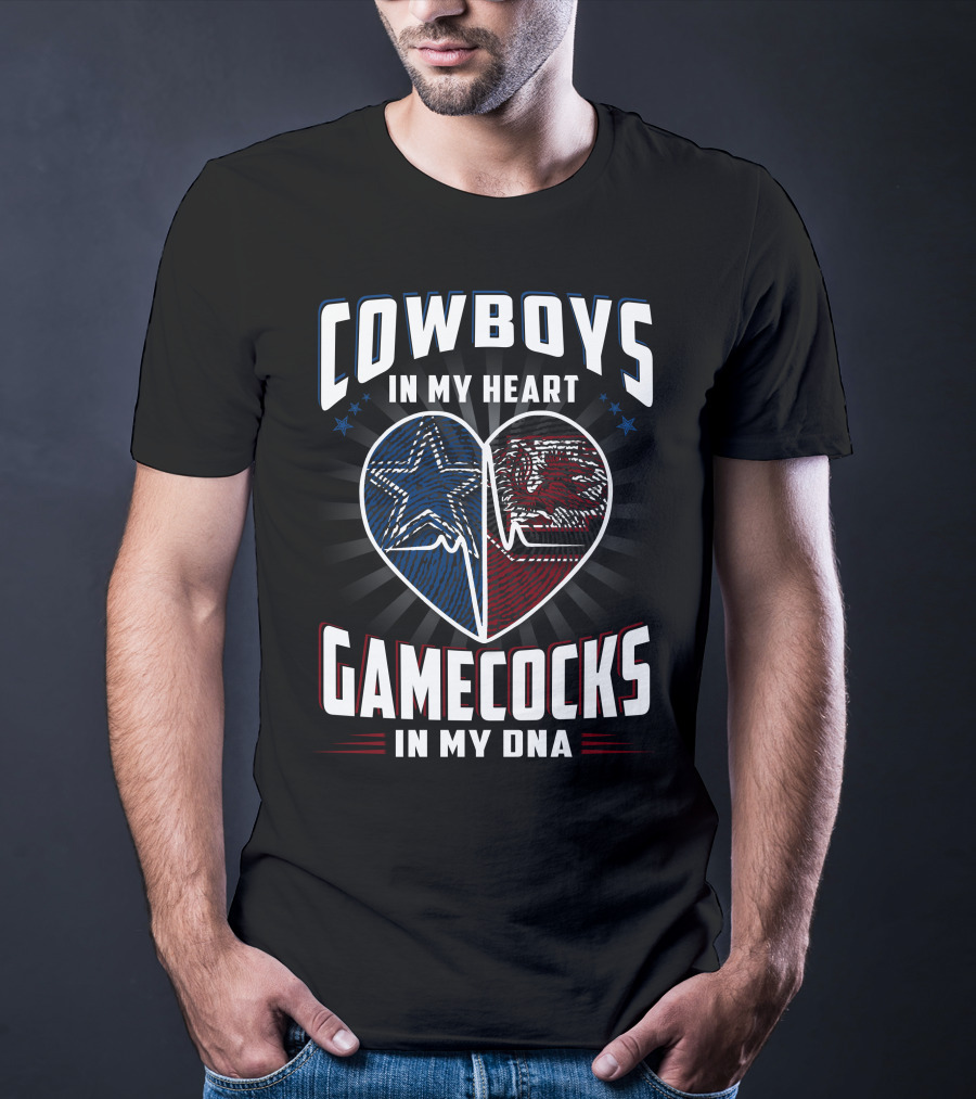 Cowboys IN My Heart Gamecocks IN My Dna T-Shirt