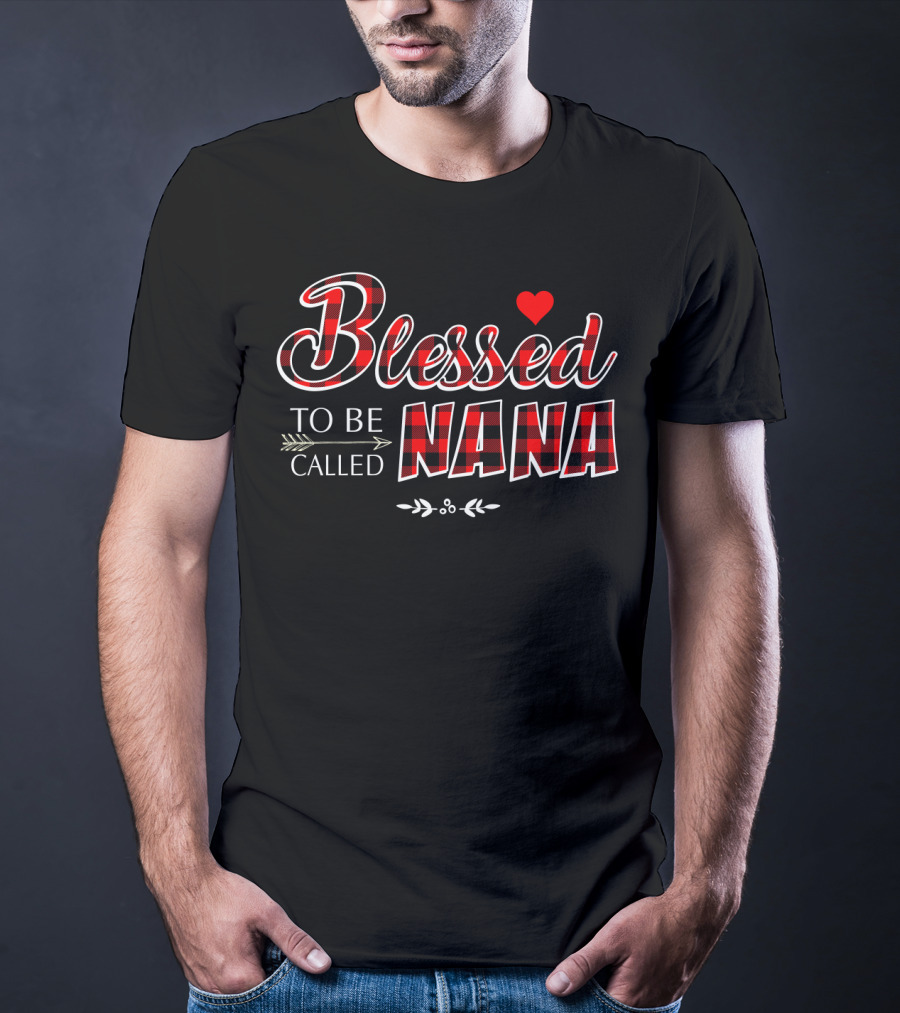Blessed To Be Called Nana Buffalo Plaid Heart T-Shirt
