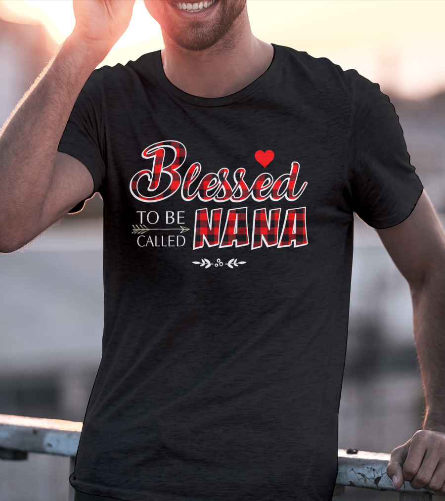 Blessed To Be Called Nana Buffalo Plaid Heart T-Shirt