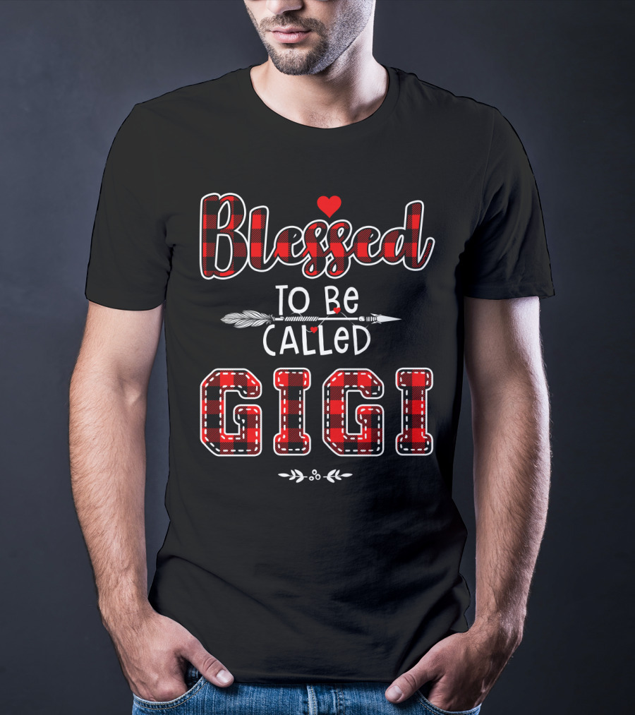 Blessed To Be Called Gigi Plaid Heart Arrow T-Shirt
