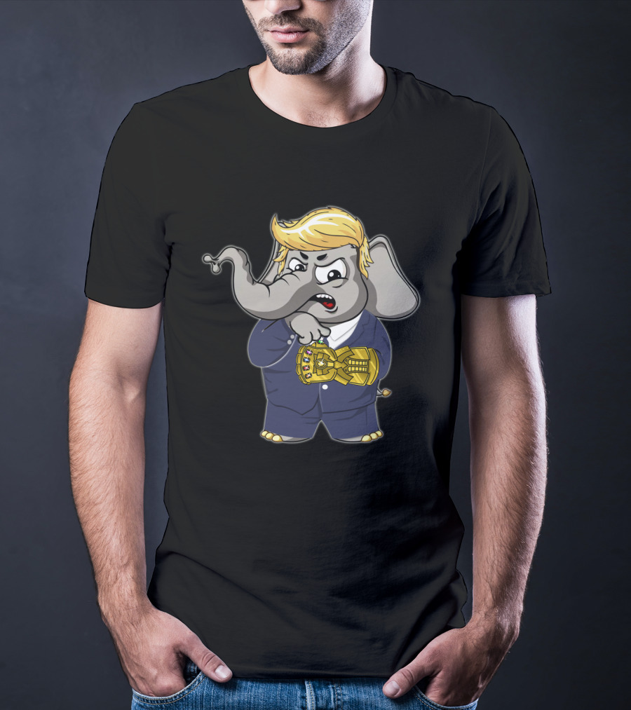 El Elephant Suit Blonde Hair Infinity Gauntlet T-Shirt