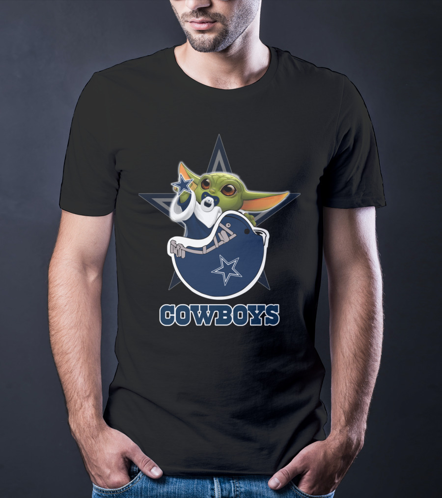 Cowboys Yoda Holding Star With Helmet T-Shirt