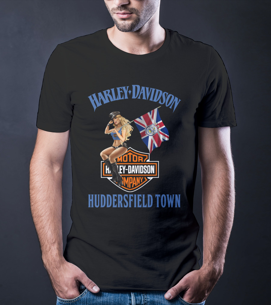 Harley Davidson Huddersfield Town Flag And Motor Company T-Shirt