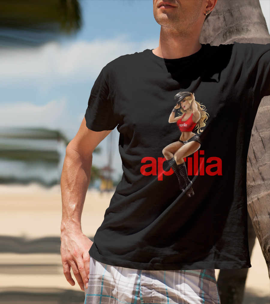 April 20 Aprilia Classic Pin-Up Moto Style Retro Collection T-Shirt