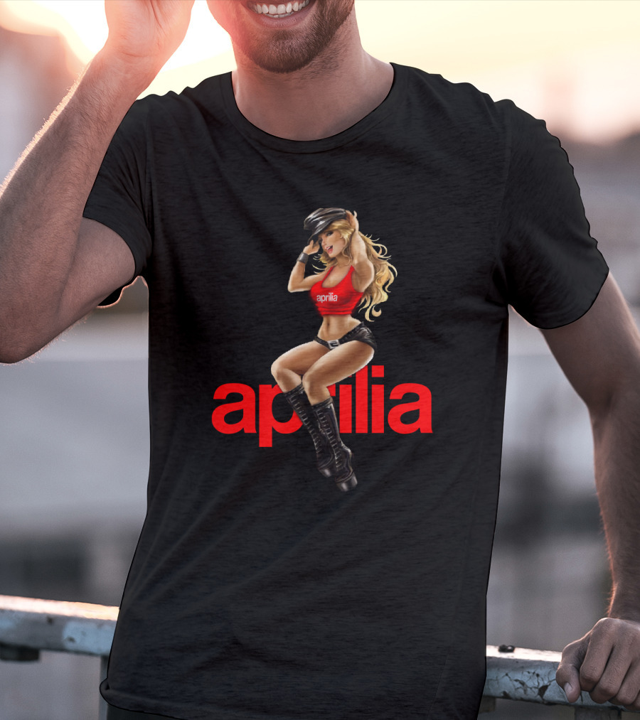 April 20 Aprilia Classic Pin-Up Moto Style Retro Collection T-Shirt