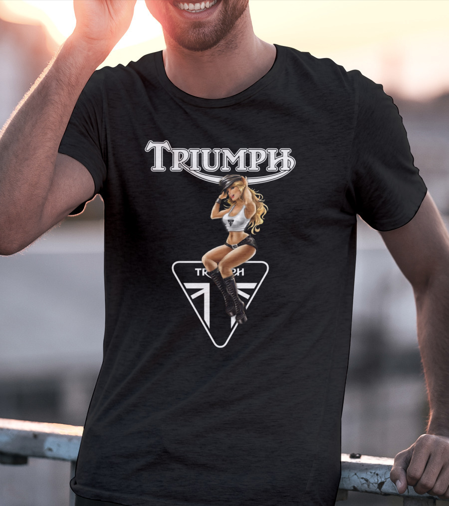 Triumph Dh 20 Logo With Pin-Up Model Motif T-Shirt