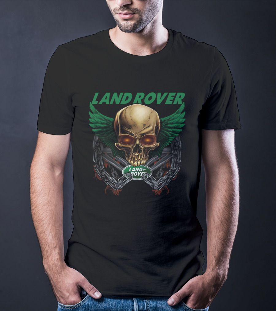 Land Rover Skull With Green Wings And Chains T-Shirt
