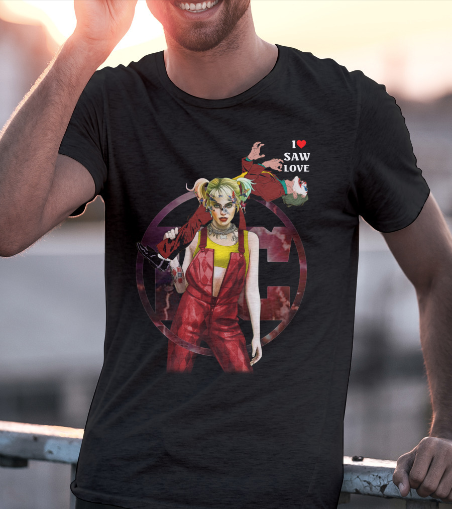 Harley Quinn Joker I Heart Saw Love T-Shirt