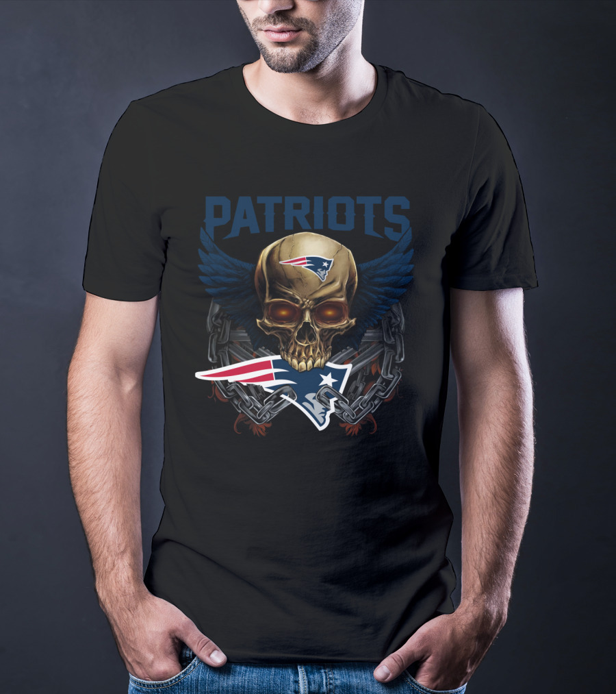 Patriots Skull With Wings And Chains Nfl New England Patriots T-Shirt