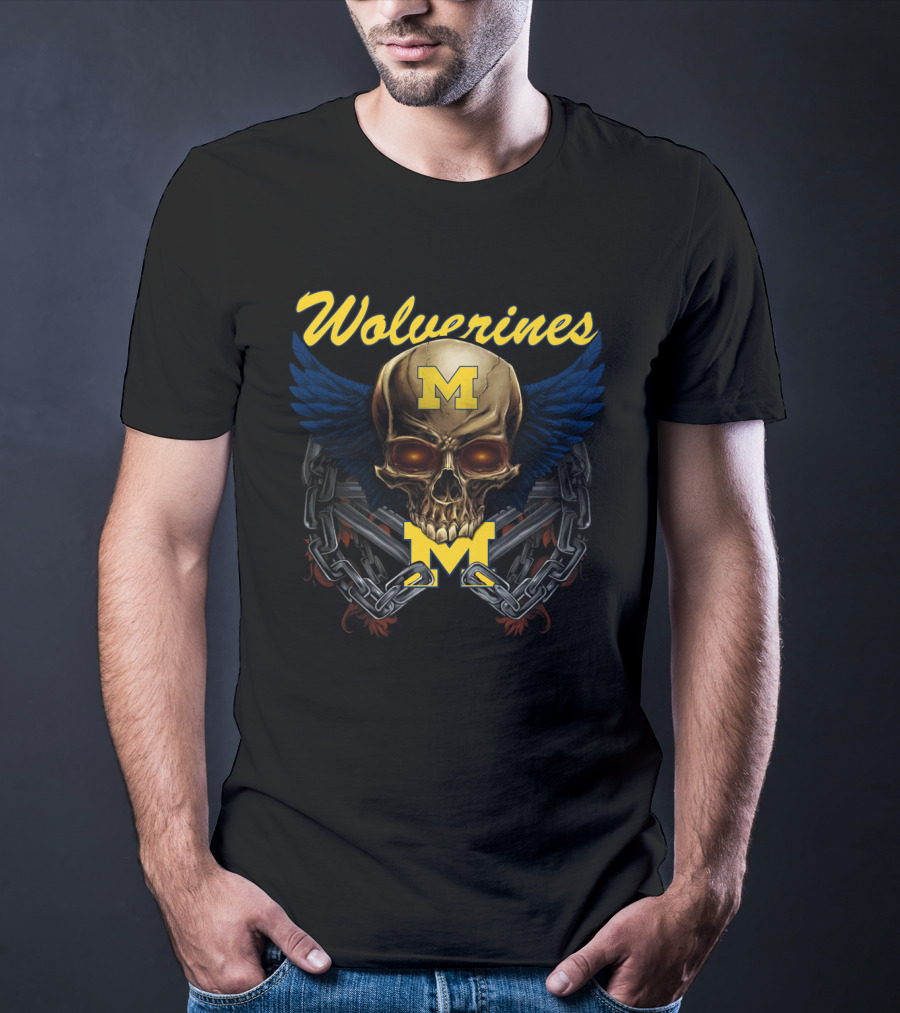Wolverines M Skull Wings Chains T-Shirt