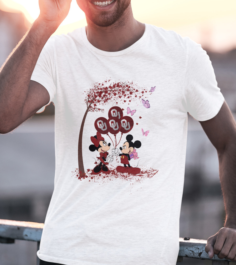 Mickey And Minnie Oklahoma Sooners Ou Balloons Ncaa Theme T-Shirt