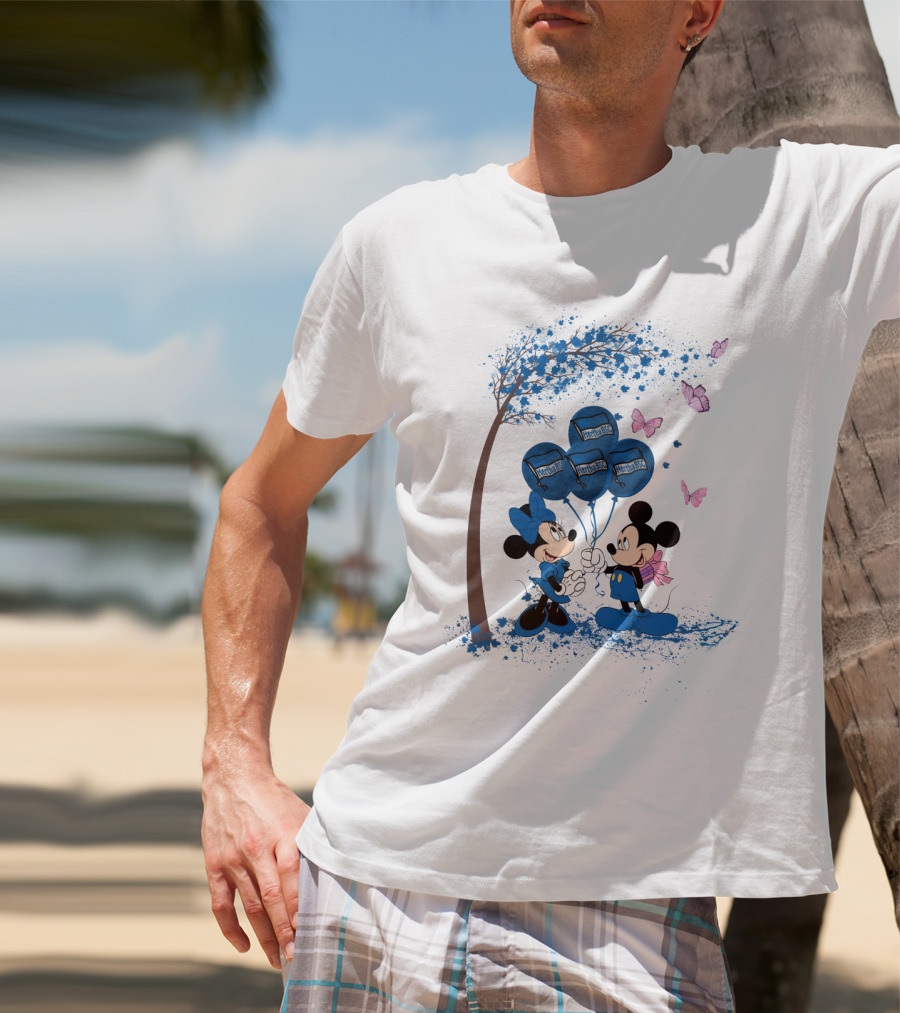 Hertha BSC Mickey And Minnie Tree Balloons Butterfly Scene T-Shirt