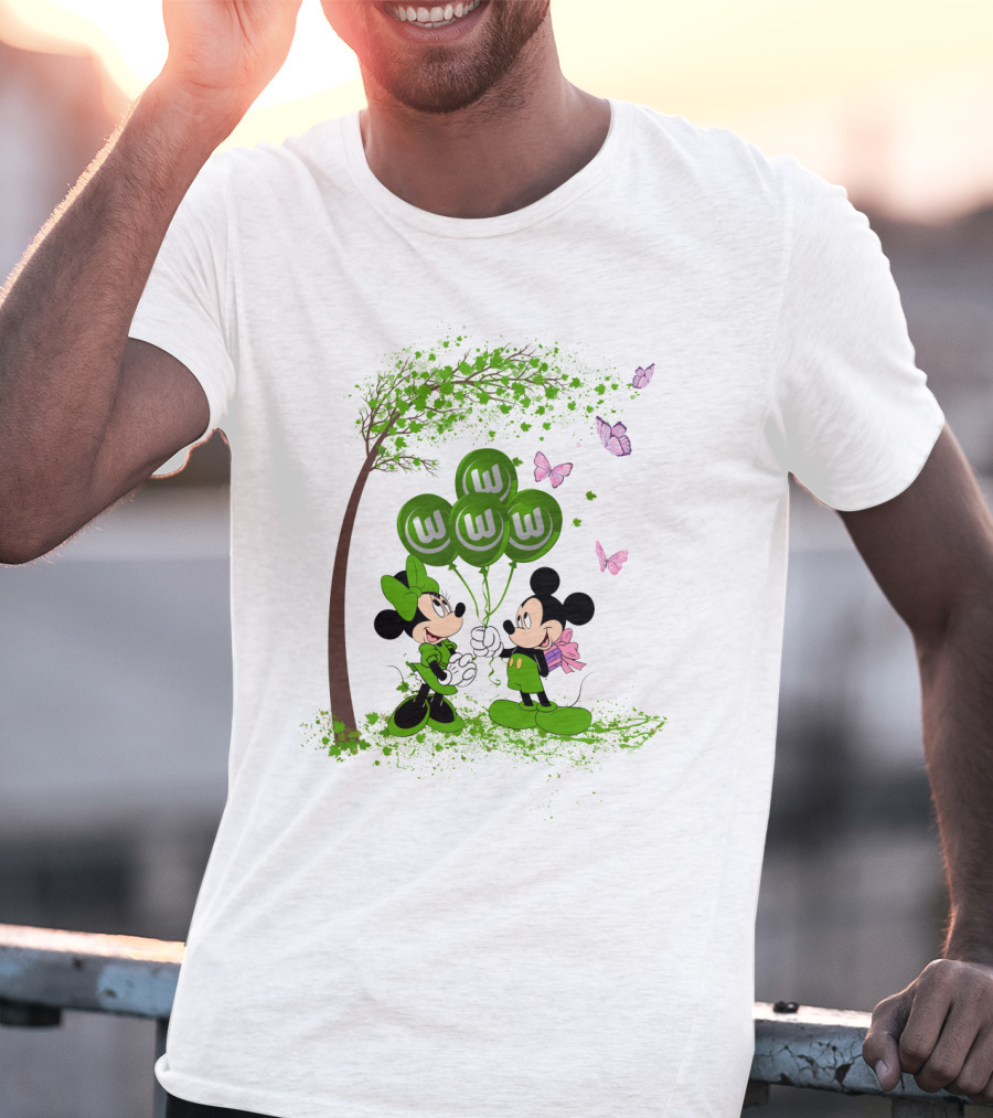 DH 29 Bundesliga VfL Wolfsburg Disney Mickey Minnie Balloons T-Shirt