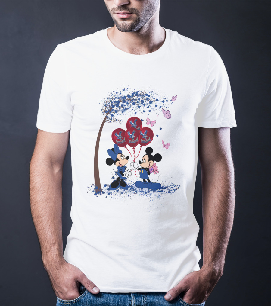 DH 29 Premier League Crystal Palace Mickey Minnie Balloons Butterflies T-Shirt