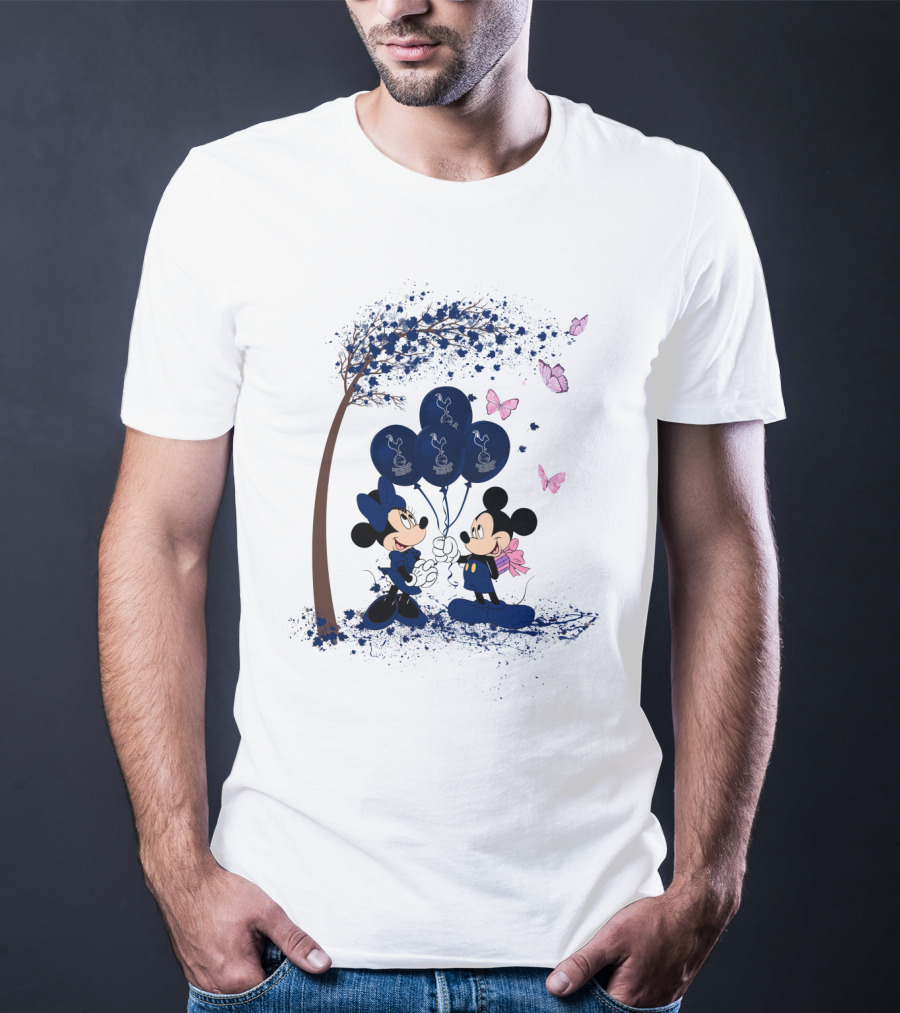 Premier League Tottenham Hotspur Mickey And Minnie Blue Balloons T-Shirt