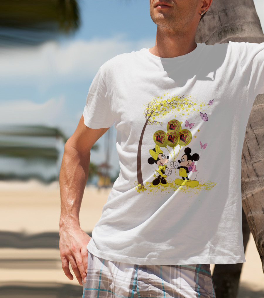DH 29 Premier League Watford Mickey And Minnie With Watford Balloons T-Shirt
