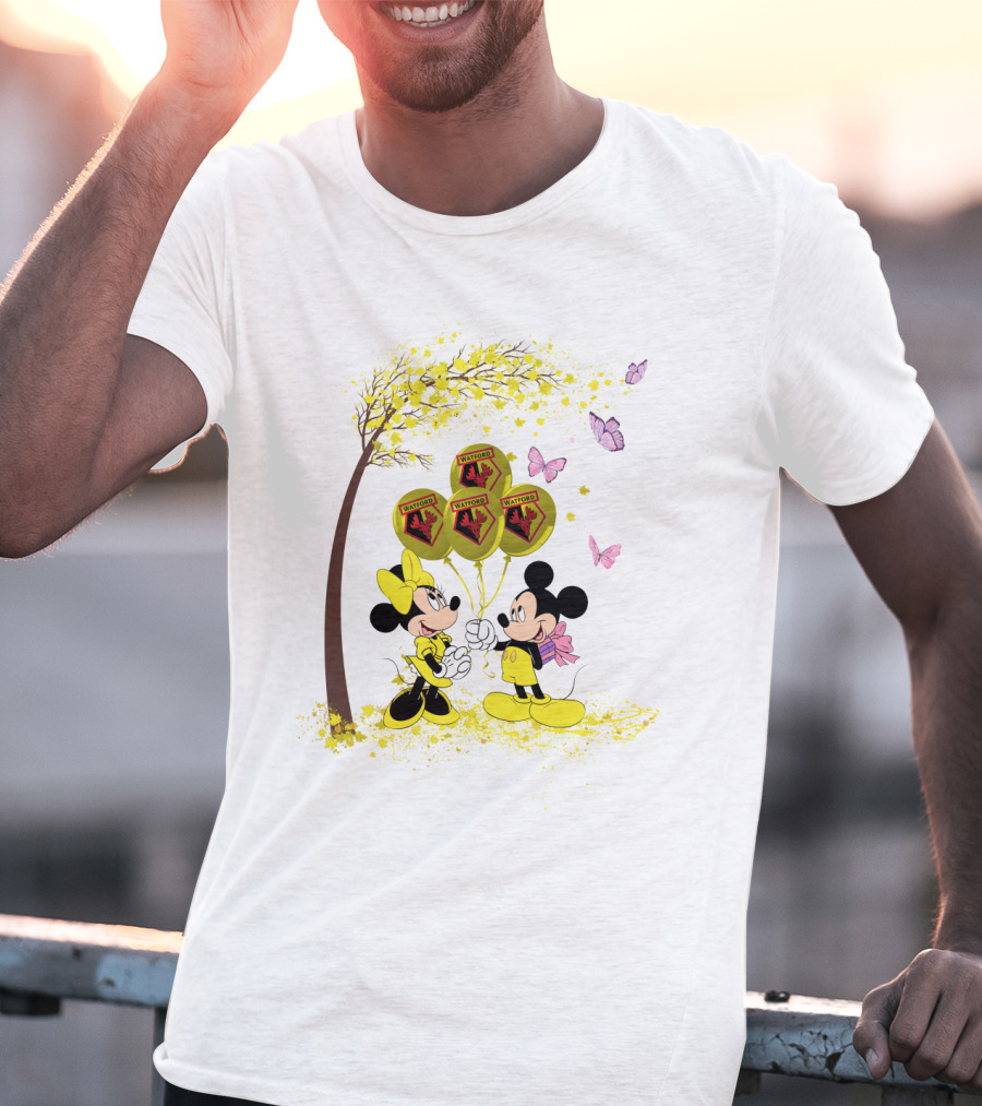 DH 29 Premier League Watford Mickey And Minnie With Watford Balloons T-Shirt
