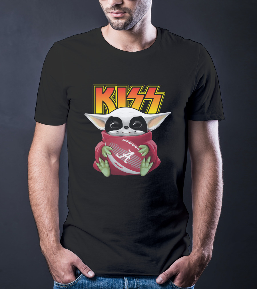 KISS Baby Yoda Alabama Crimson Tide Football T-Shirt