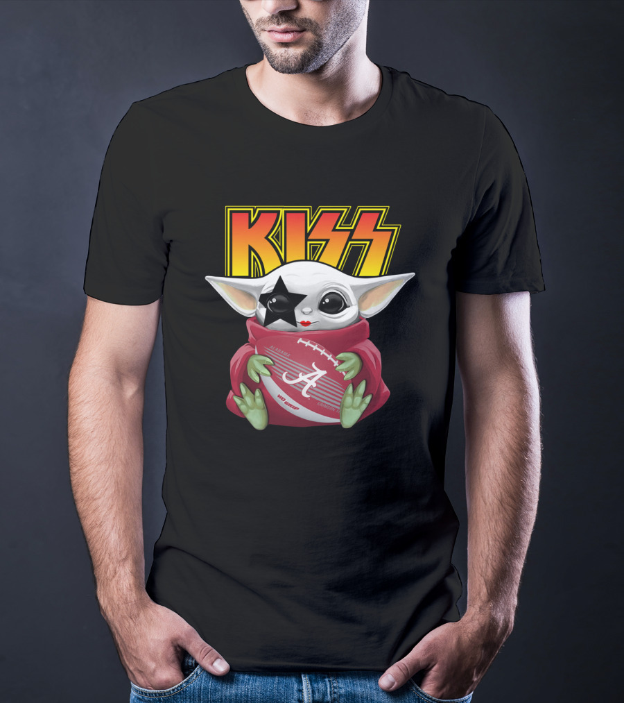 KISS Paul Stanley Baby Yoda Alabama Crimson Tide Football T-Shirt
