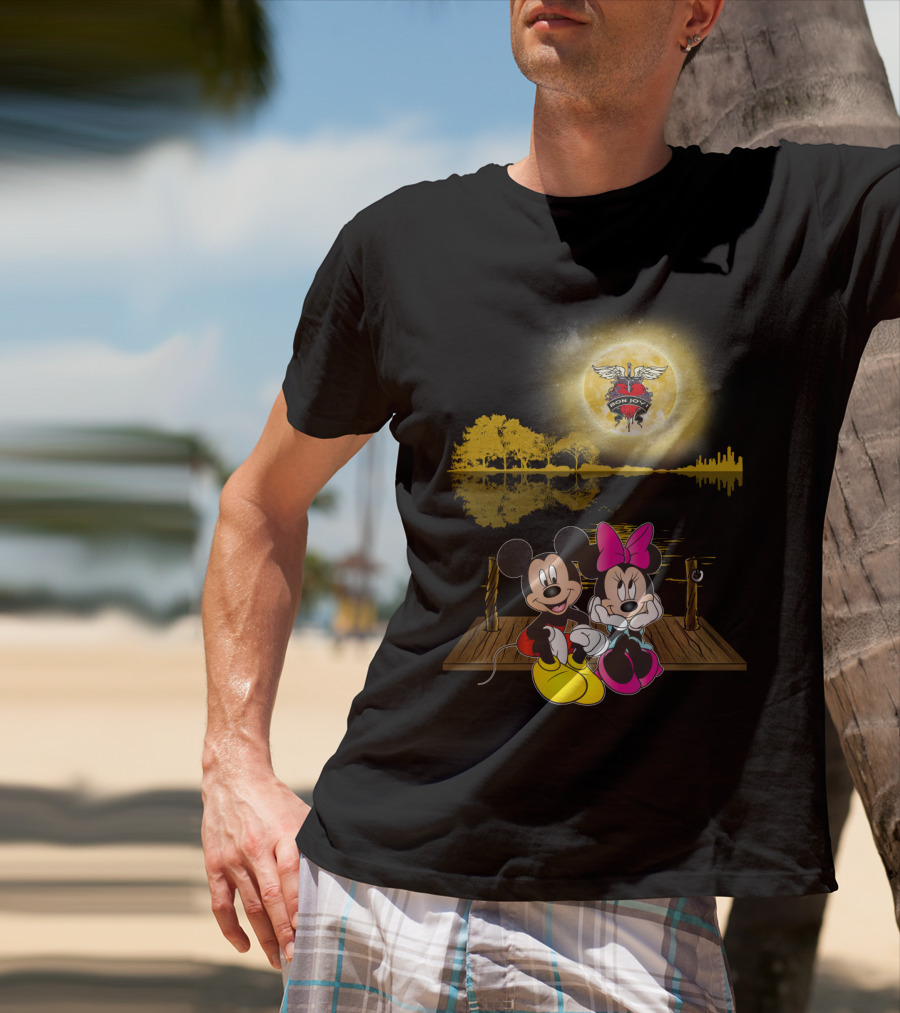 Mickey Minnie Romantic Moonlit Bon Jovi Dock Scene T-Shirt