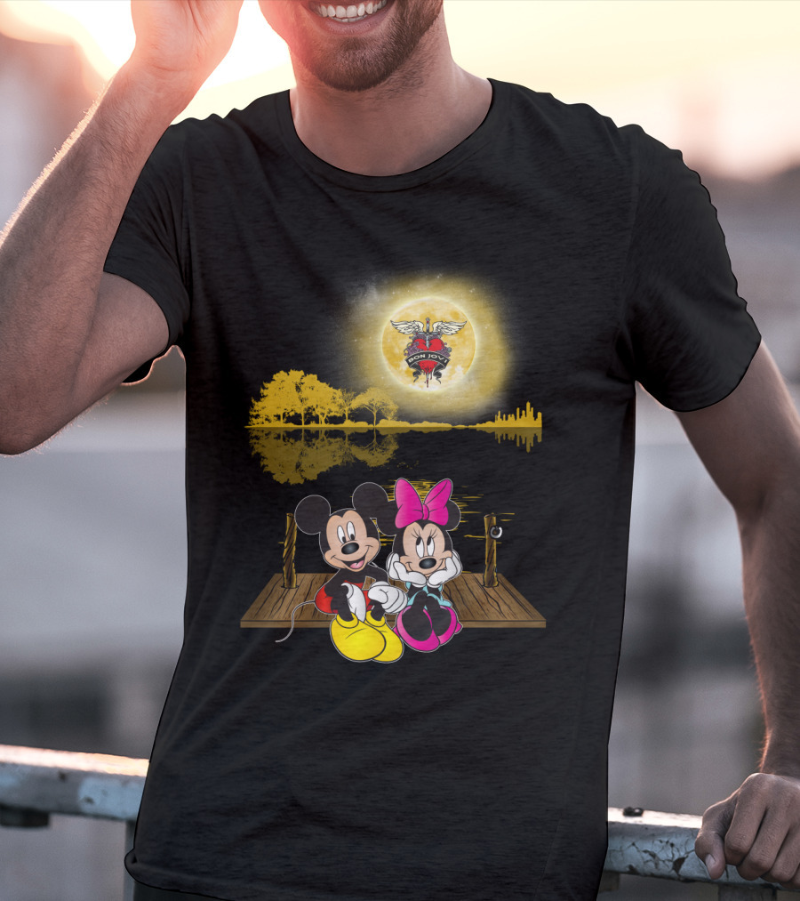 Mickey Minnie Romantic Moonlit Bon Jovi Dock Scene T-Shirt