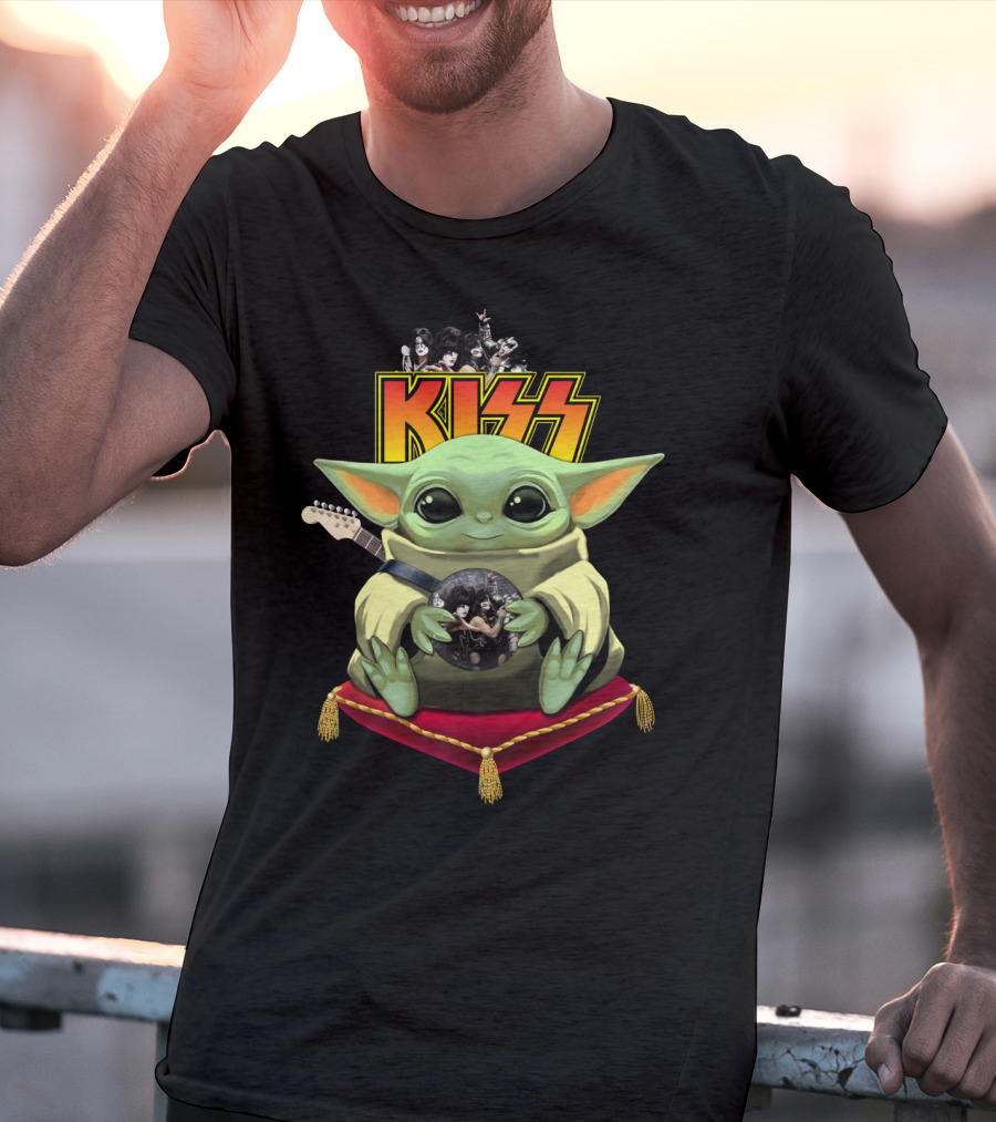 Kiss DH 35 Baby Yoda With Guitar And Band Members T-Shirt